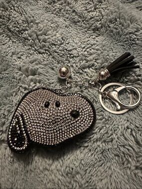 Rhinestone snoopy Key & Card Holder Charm - Black